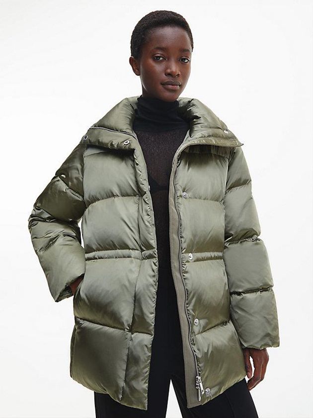 Calvin Klein USA Shine Padded Down Womens Coat Olive 7936102-IS